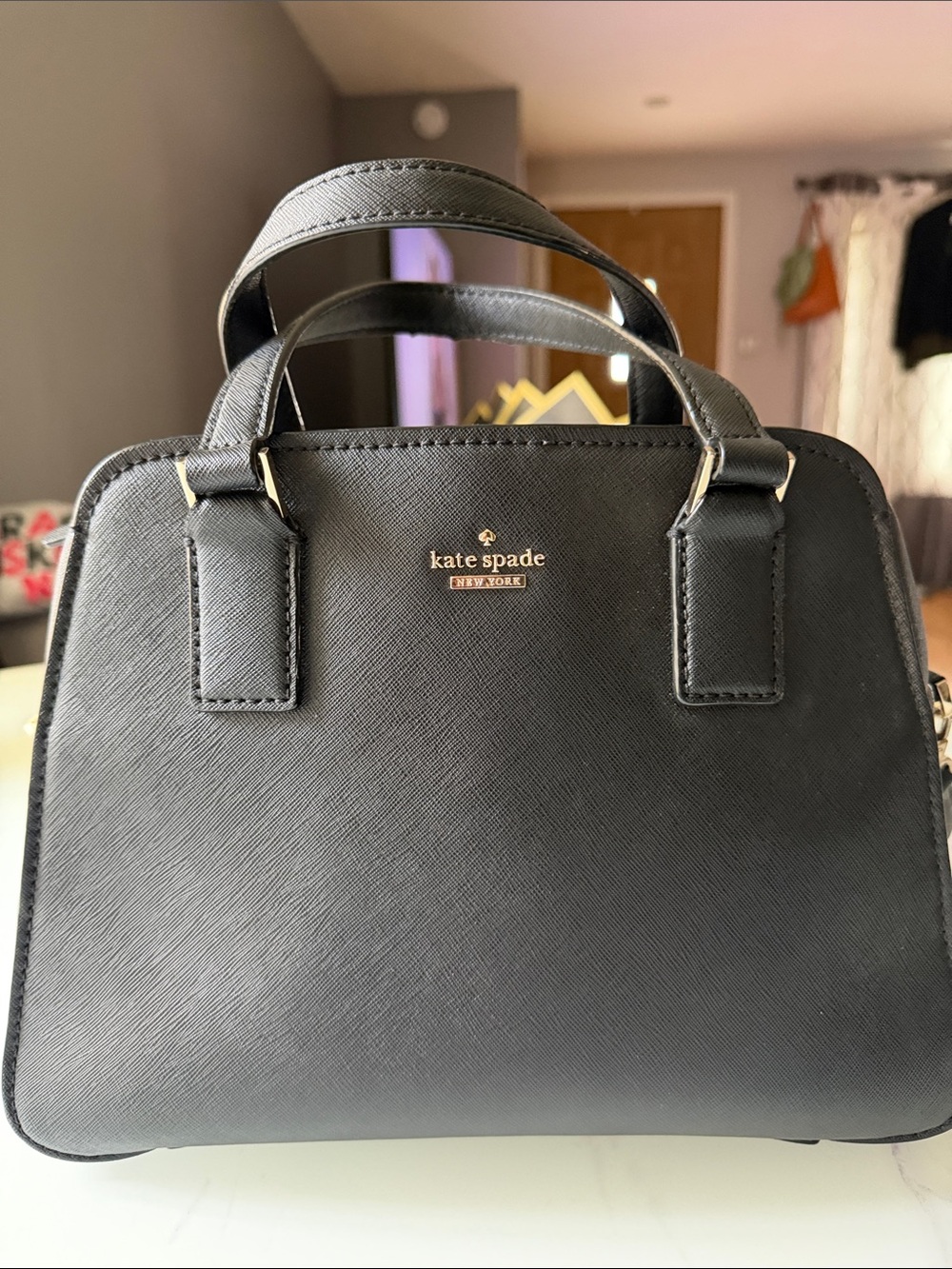 kate spade Black Leather Double-Handle Satchel